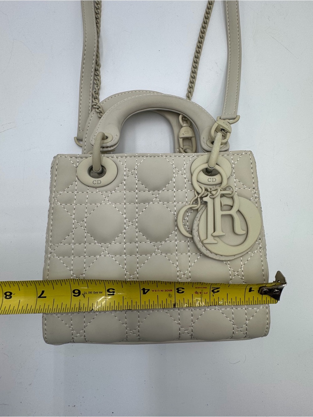 Christian Dior Mini Lady Dior Cannage Beige Bag D15-BO-0160 Made Italy - Picture 7 of 9